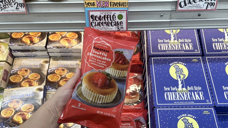 Japanese soufflé cheesecake packing in freezer section