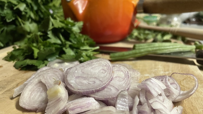 Cutting board with ingredients