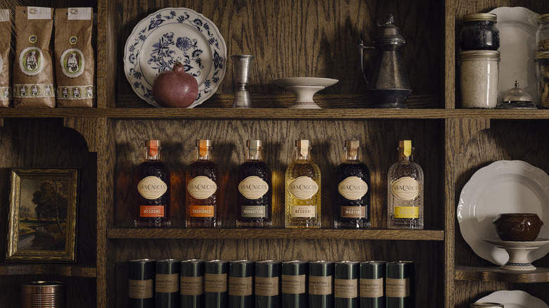 VIa Carota cocktails restaurant shelving