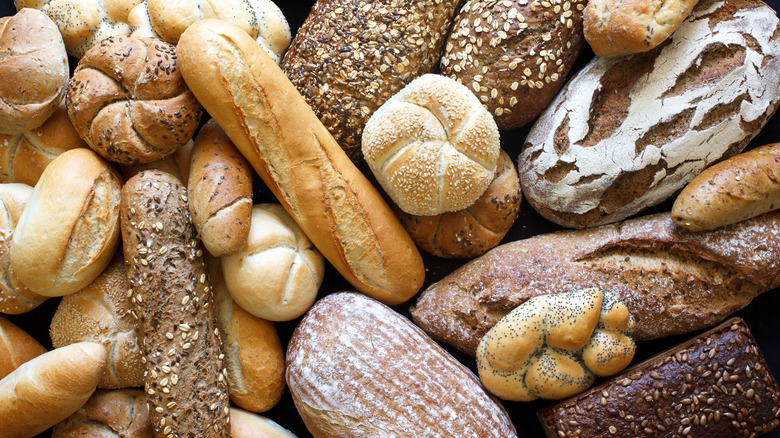 assortment of different loaves of bread 