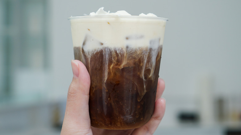 cold brew coffee with creamy topping