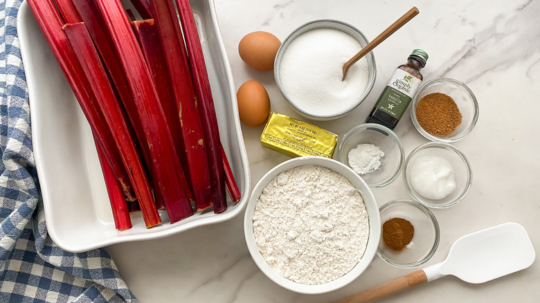 ingredients for rhubarb cake