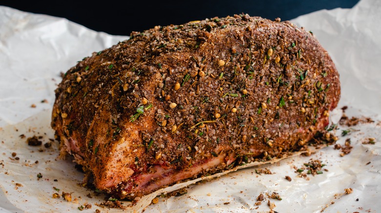 seasoned prime rib on paper