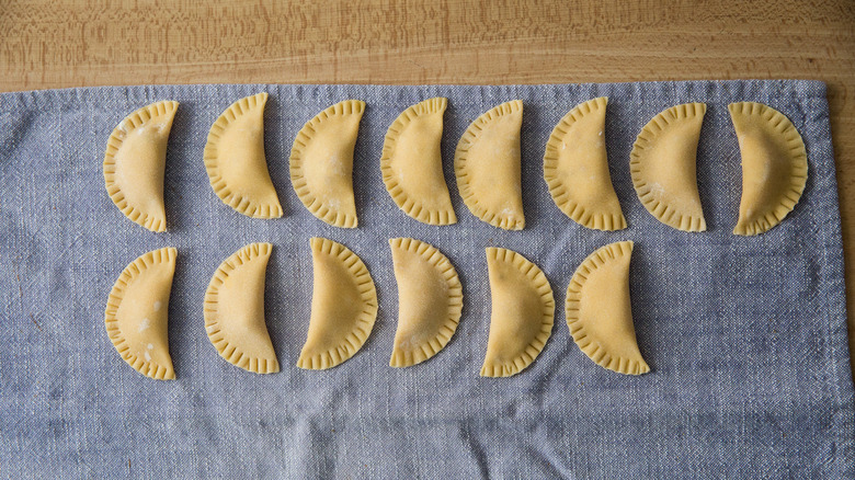 ravioli sitting on kitchen towel