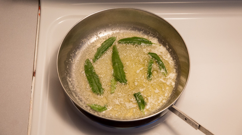 butter sage sauce in pan