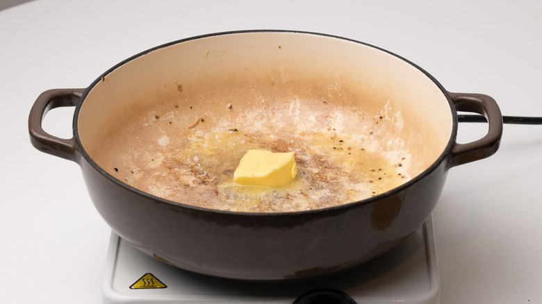 melting butter in a pan