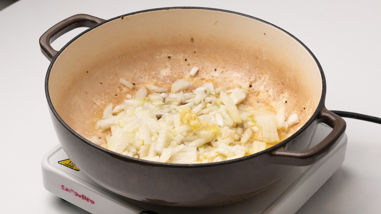 sauteing onion and garlic