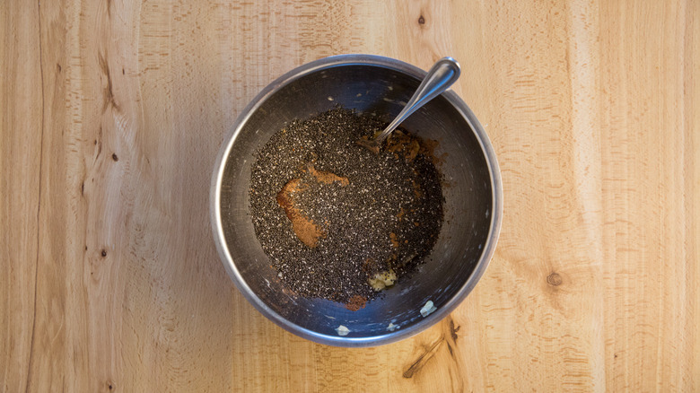 chia seeds in mixing bowl