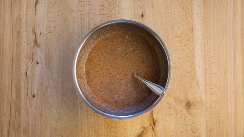 chia pudding batter in bowl 