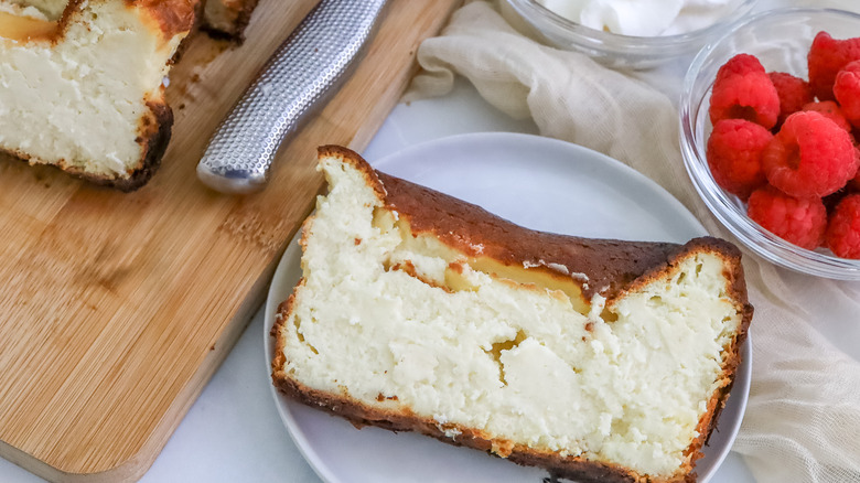 a slice of Richest Loaf Pan Basque Cheesecake