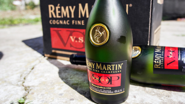 Rémy Martin VSOP bottles on stone