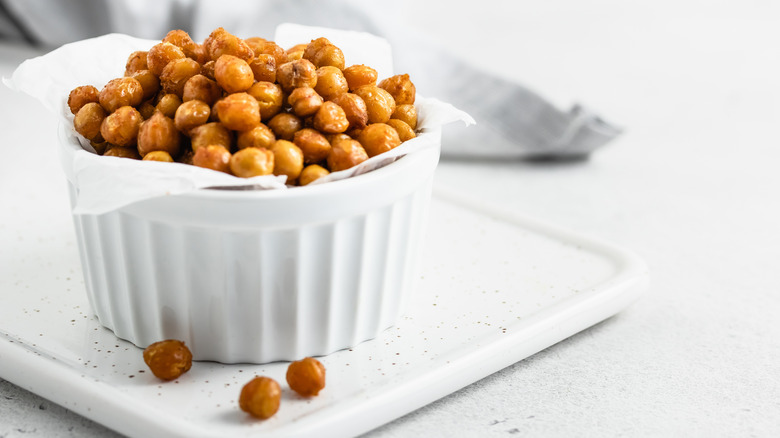 bowl of air fried chickpeas