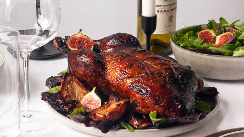 whole roasted duck with figs