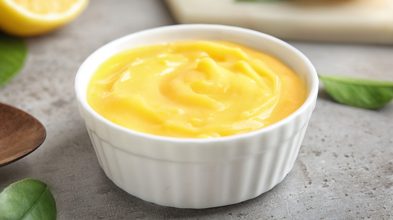 Lemon curd in ramekin 