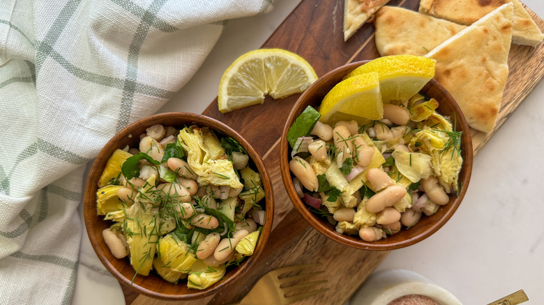 small bowls of artichoke salad