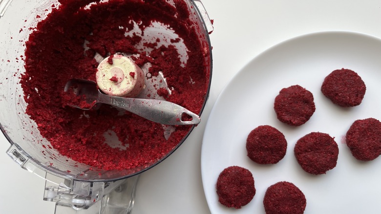 making beet falafel patties