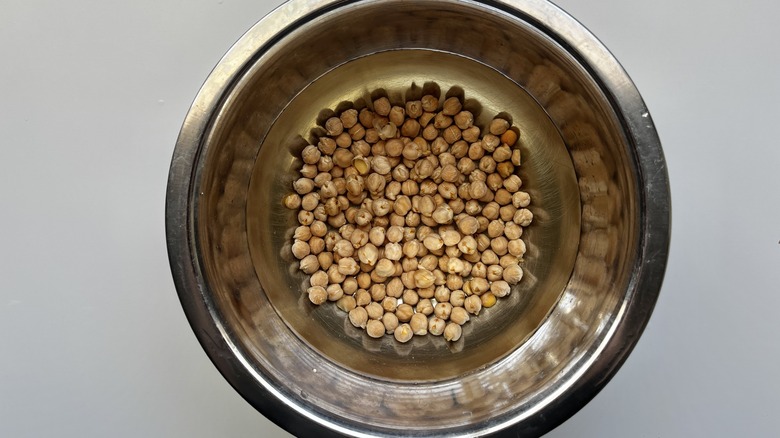 chickpeas soaking in bowl water