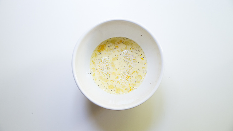 egg mixture in mixing bowl