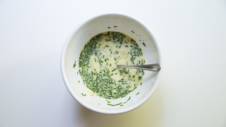 egg mixture in mixing bowl