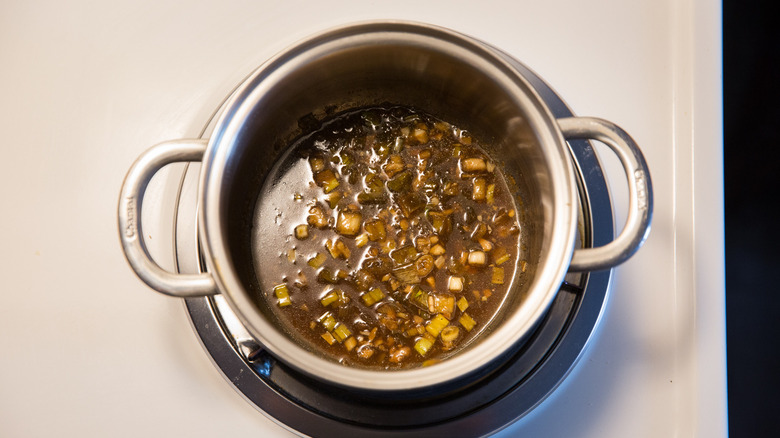 marinade cooking in medium pot 