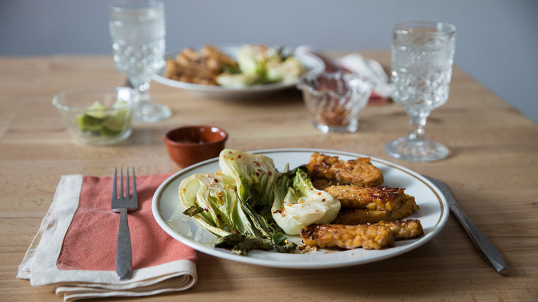 Asian meal served on table 