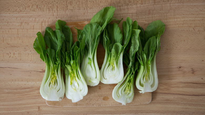 sliced bok choy on table 