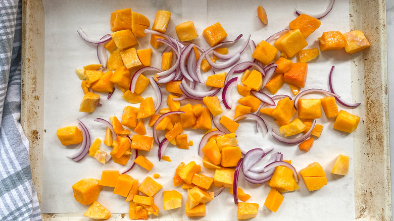 vegetables on sheet pan