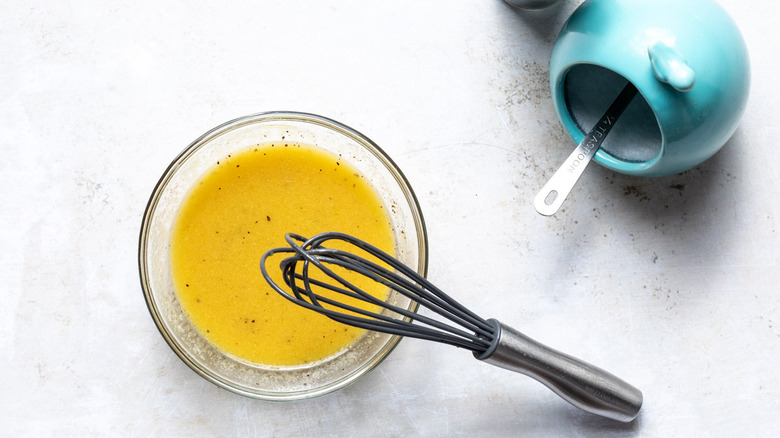 honey dijon dressing in bowl 