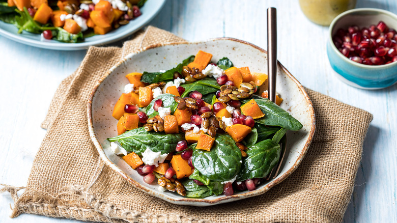 butternut squash salad in bowl 