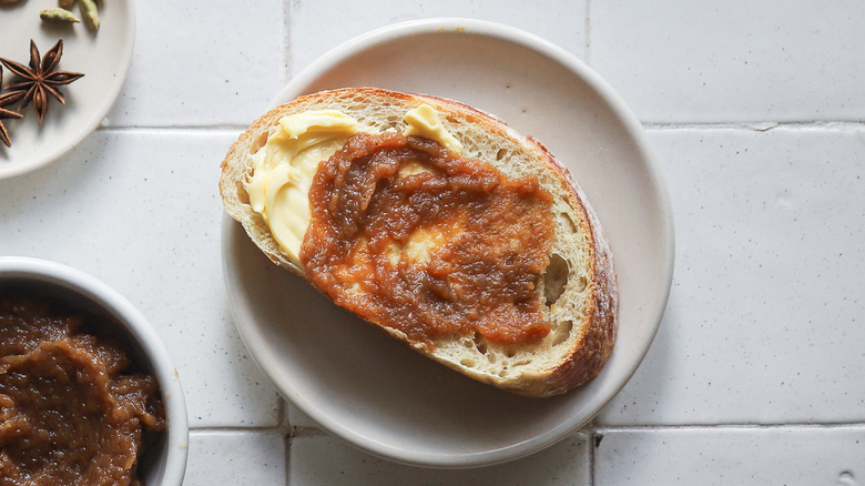 Spiced apple butter on toast