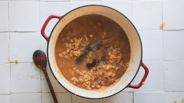 Spices added to apple butter