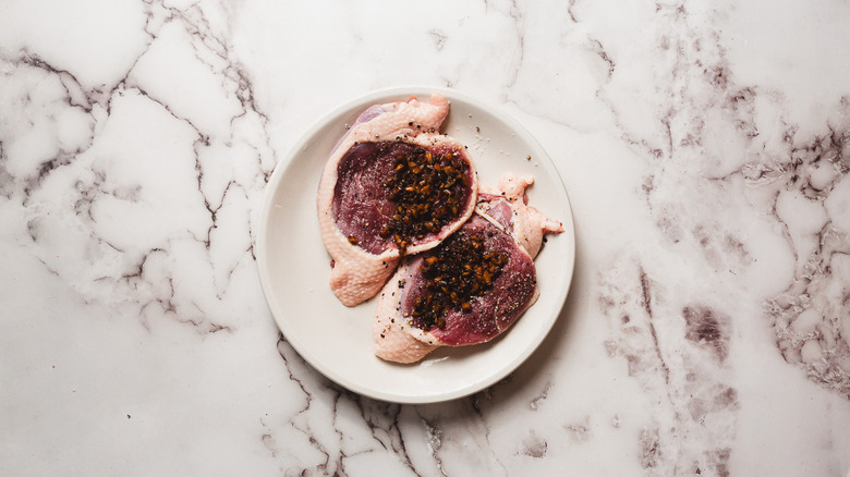 Two duck breasts with stuffing