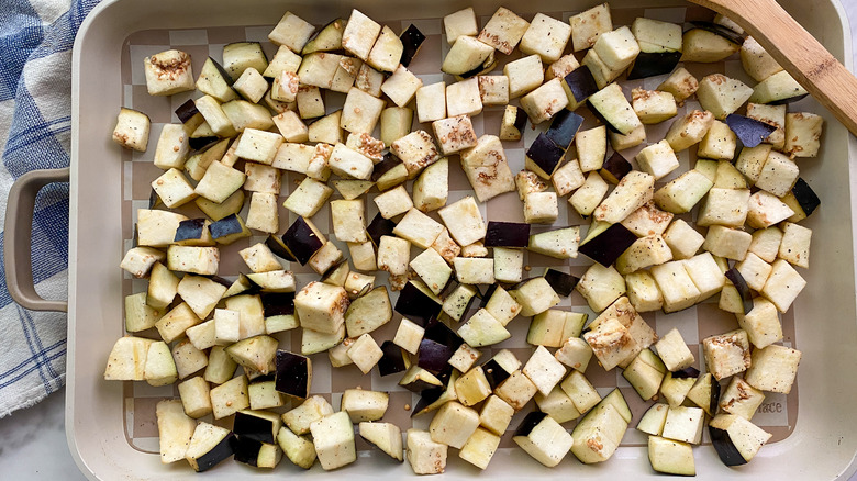 eggplant on baking sheet