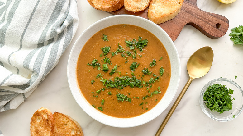 soup in white bowl