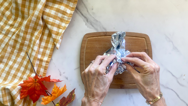 garlic bulb wrapped in foil