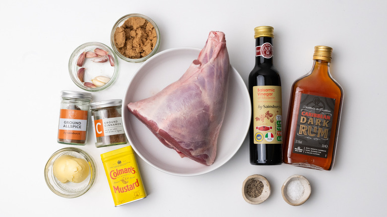 ingredients for glazed lamb leg