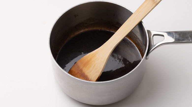 rum glaze in a saucepan