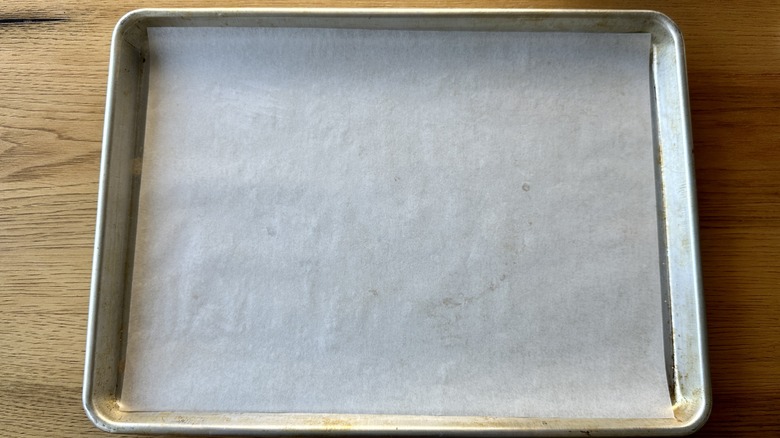 Parchment-lined baking sheets
