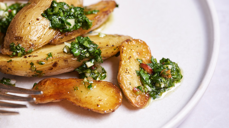 close up of chimichurri sauce