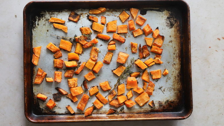 Roasted pumpkin on sheet tray