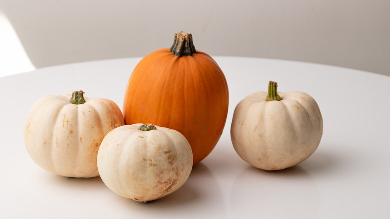 pumpkins on a table