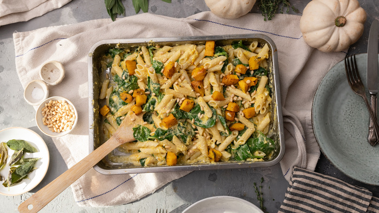 roasted pumpkin feta pasta 