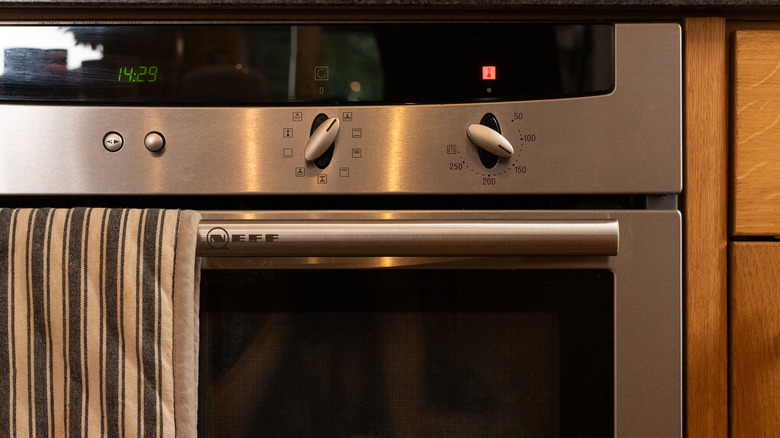 preheating an oven 