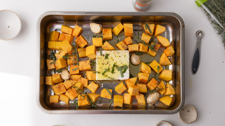 roasting pumpkin and feta