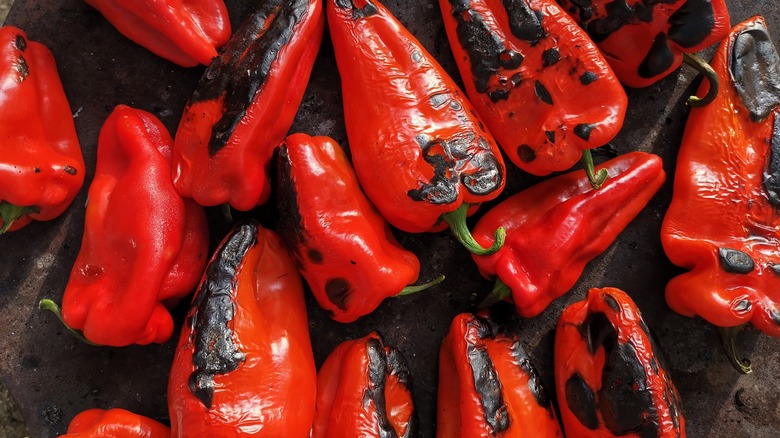 charred red peppers