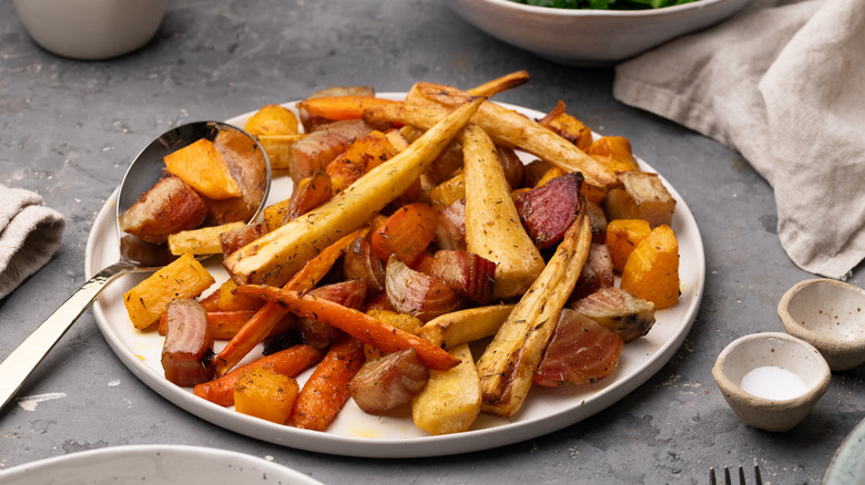 plate of roasted root vegetables