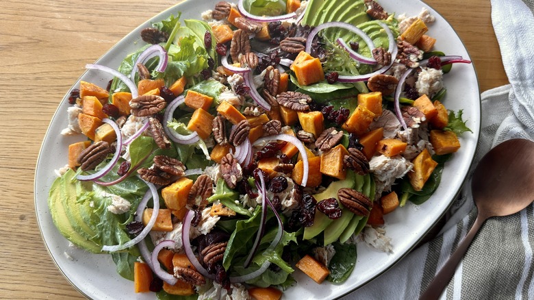 sweet potato salad on platter