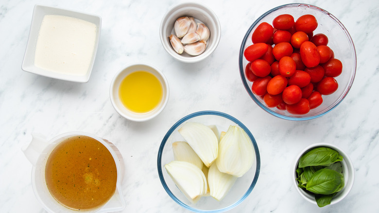 the ingredients for roasted tomato soup