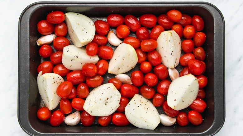 veggies on a baking sheet