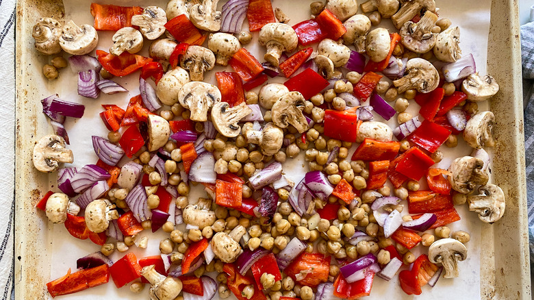 vegetables on sheet pan